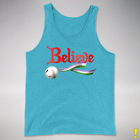 Believe Genderqueer Pride Jingle Bell Premium Tank Top - Aqua Triblend